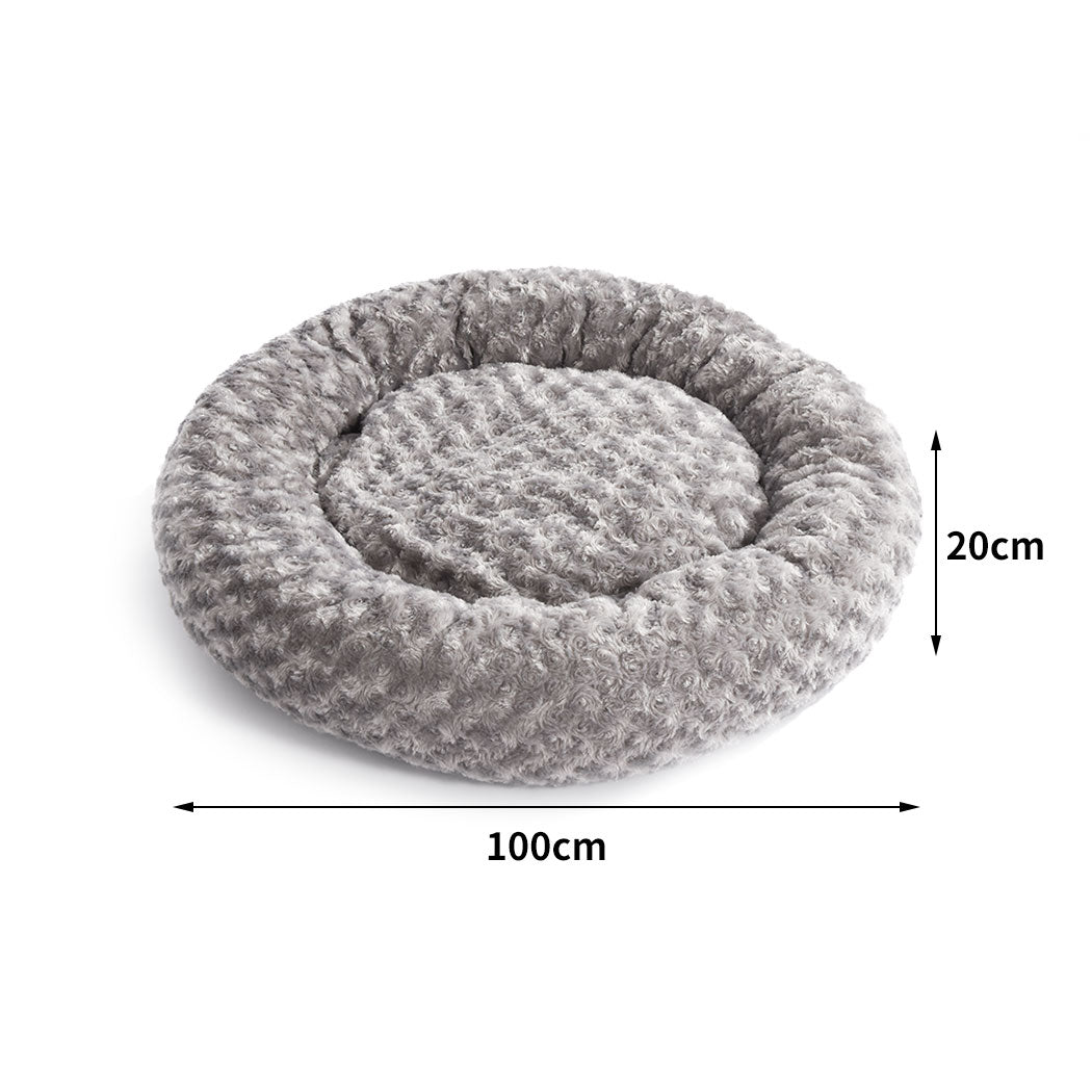 Pet Bed Dog Cat Nest Calming Donut Mat Soft Plush Kennel Cave Deep Sleeping XXL - Bedzy Australia