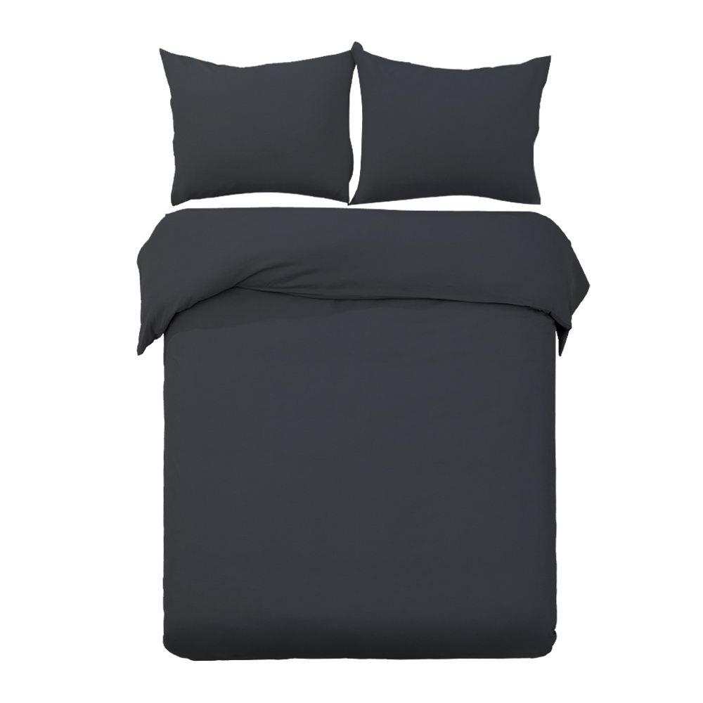 Queen Size Classic Quilt Cover Set - Black - Bedzy Australia