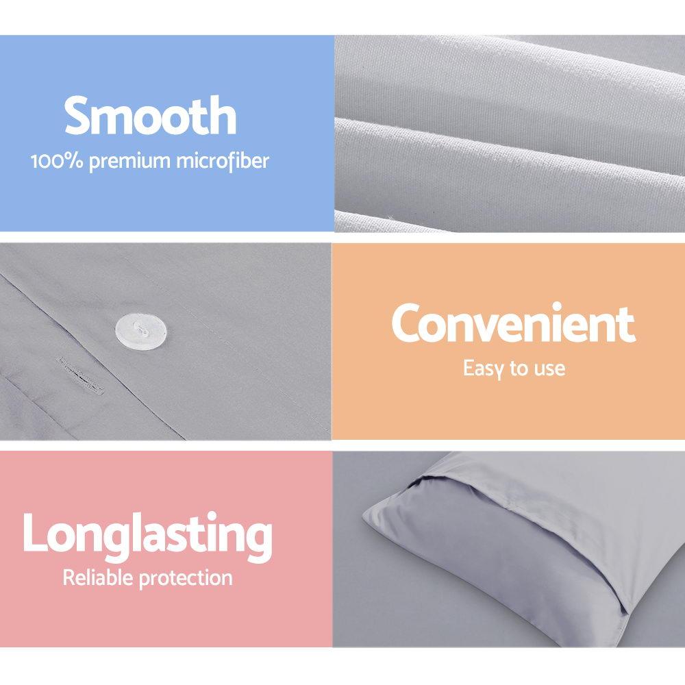 Queen Size Classic Quilt Cover Set - Grey - Bedzy Australia