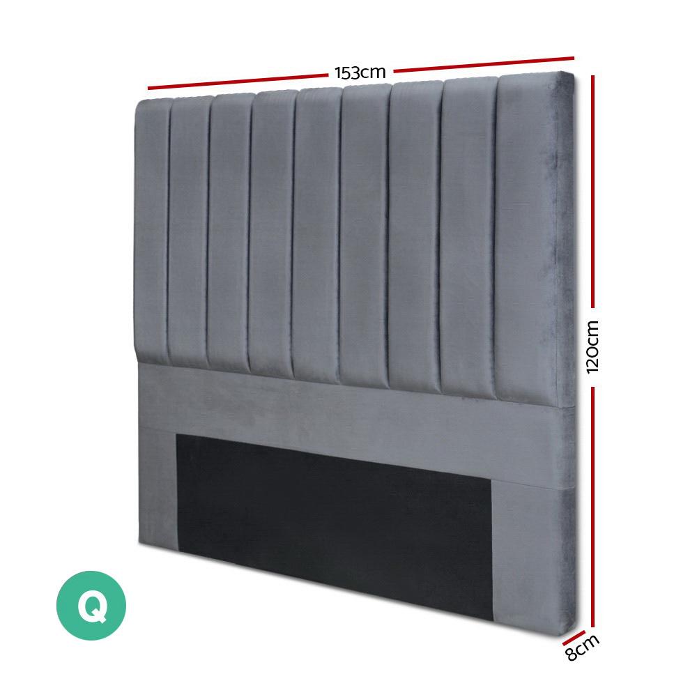 Queen Size | Fabric Bed Headboard - Grey - Bedzy Australia