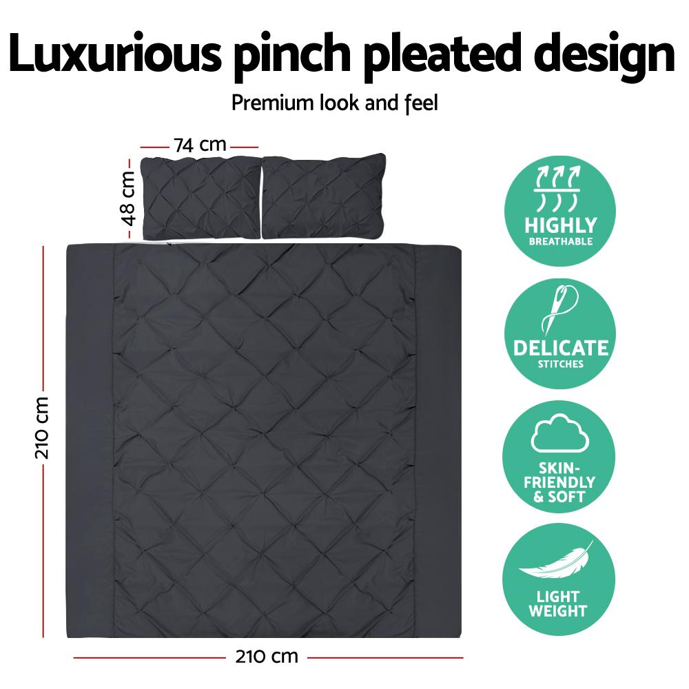 Queen Size Quilt Cover Set - Black - Bedzy Australia