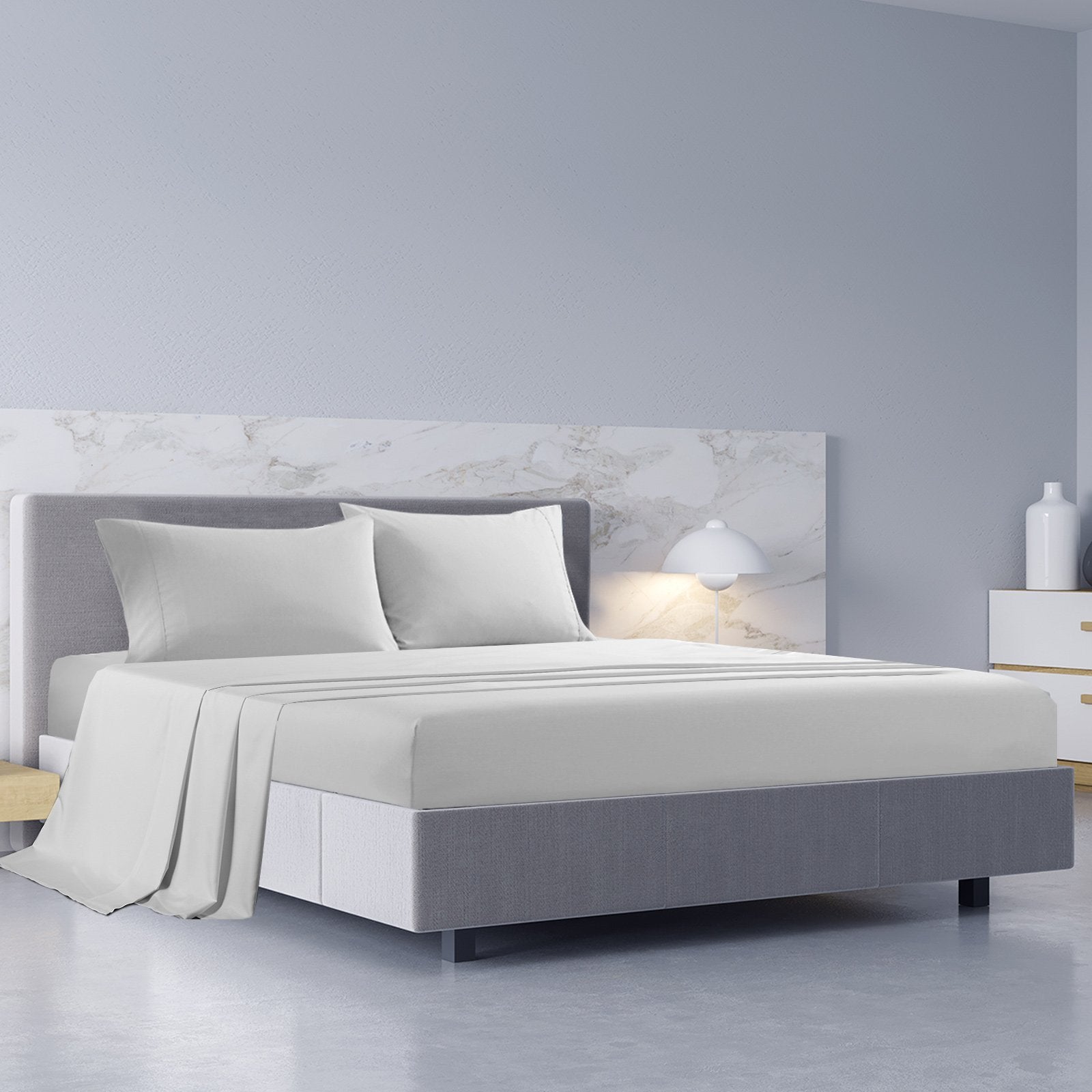 Royal Comfort 1000TC Hotel Grade Bamboo Cotton Sheets Pillowcases Set Ultrasoft Queen Cool Grey - Bedzy Australia