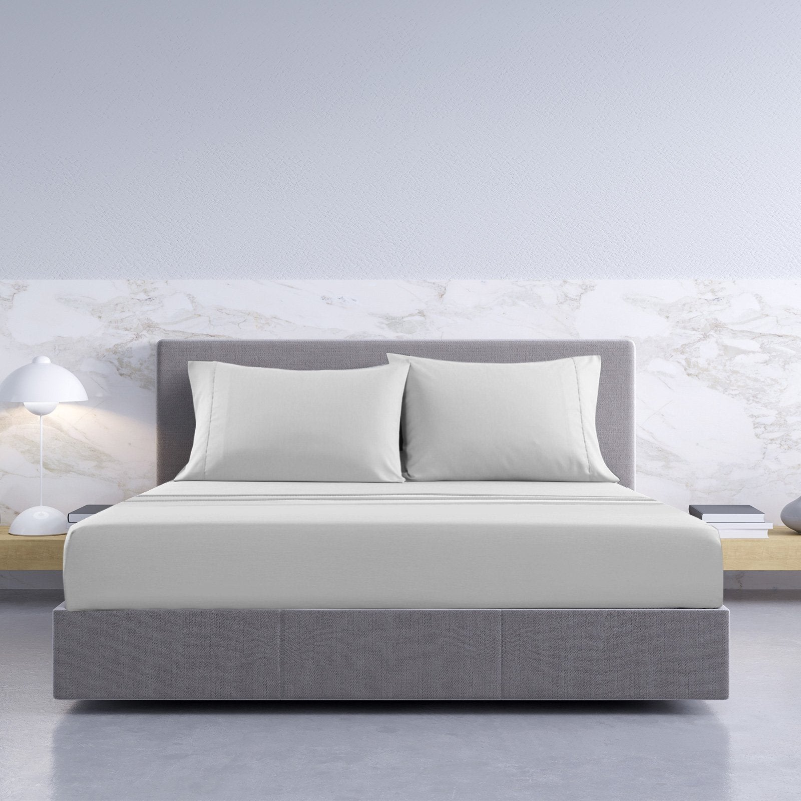 Royal Comfort 1000TC Hotel Grade Bamboo Cotton Sheets Pillowcases Set Ultrasoft Queen Cool Grey - Bedzy Australia
