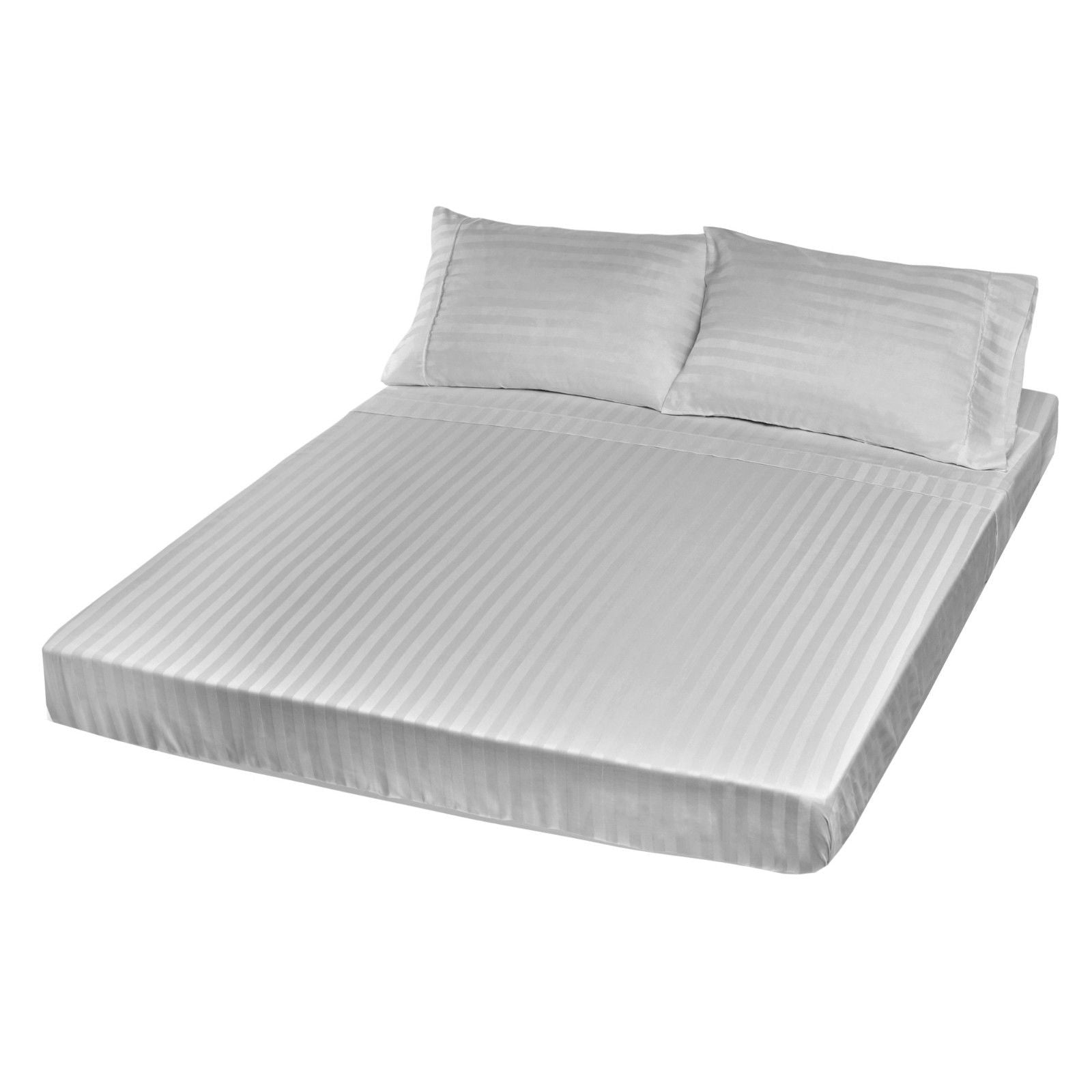 Royal Comfort 1200TC Sheet Set Damask Cotton Blend Ultra Soft Sateen Bedding Queen Silver - Bedzy Australia