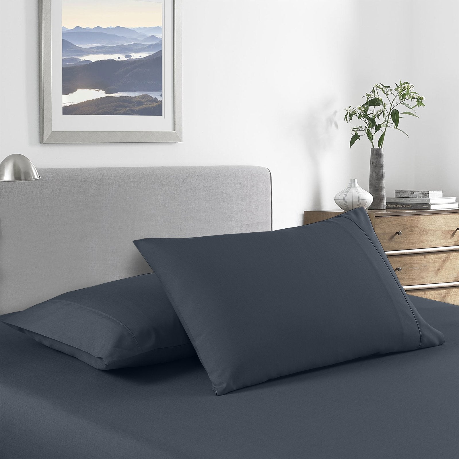 Royal Comfort 2000 Thread Count Bamboo Cooling Sheet Set Ultra Soft Bedding Double Charcoal - Bedzy Australia