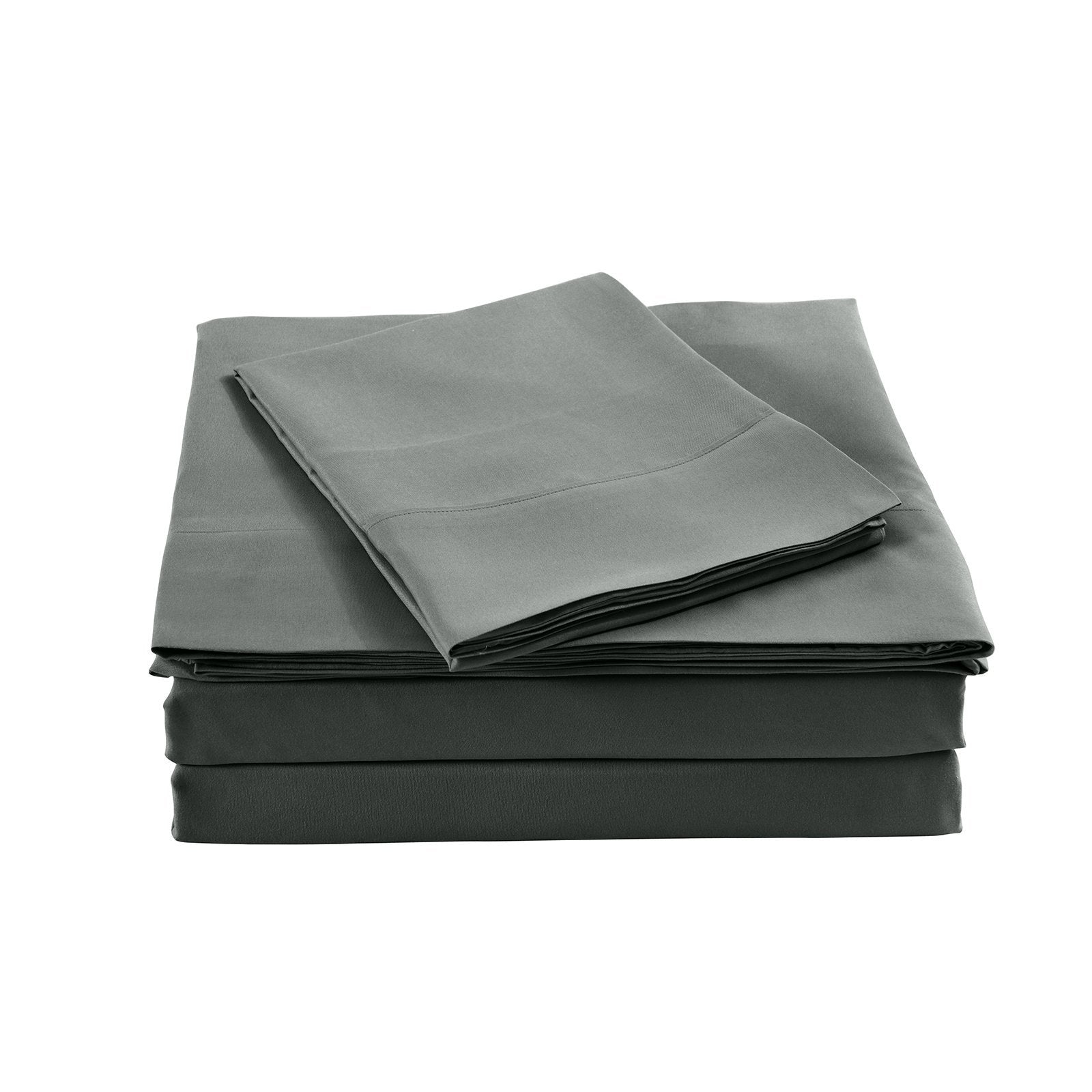 Royal Comfort Bamboo Blended Sheet & Pillowcases Set 1000TC Ultra Soft Bedding Queen Charcoal - Bedzy Australia