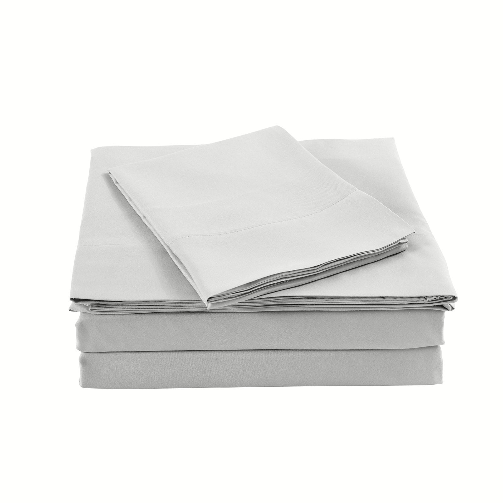 Royal Comfort Bamboo Blended Sheet & Pillowcases Set 1000TC Ultra Soft Bedding Queen Light Grey - Bedzy Australia