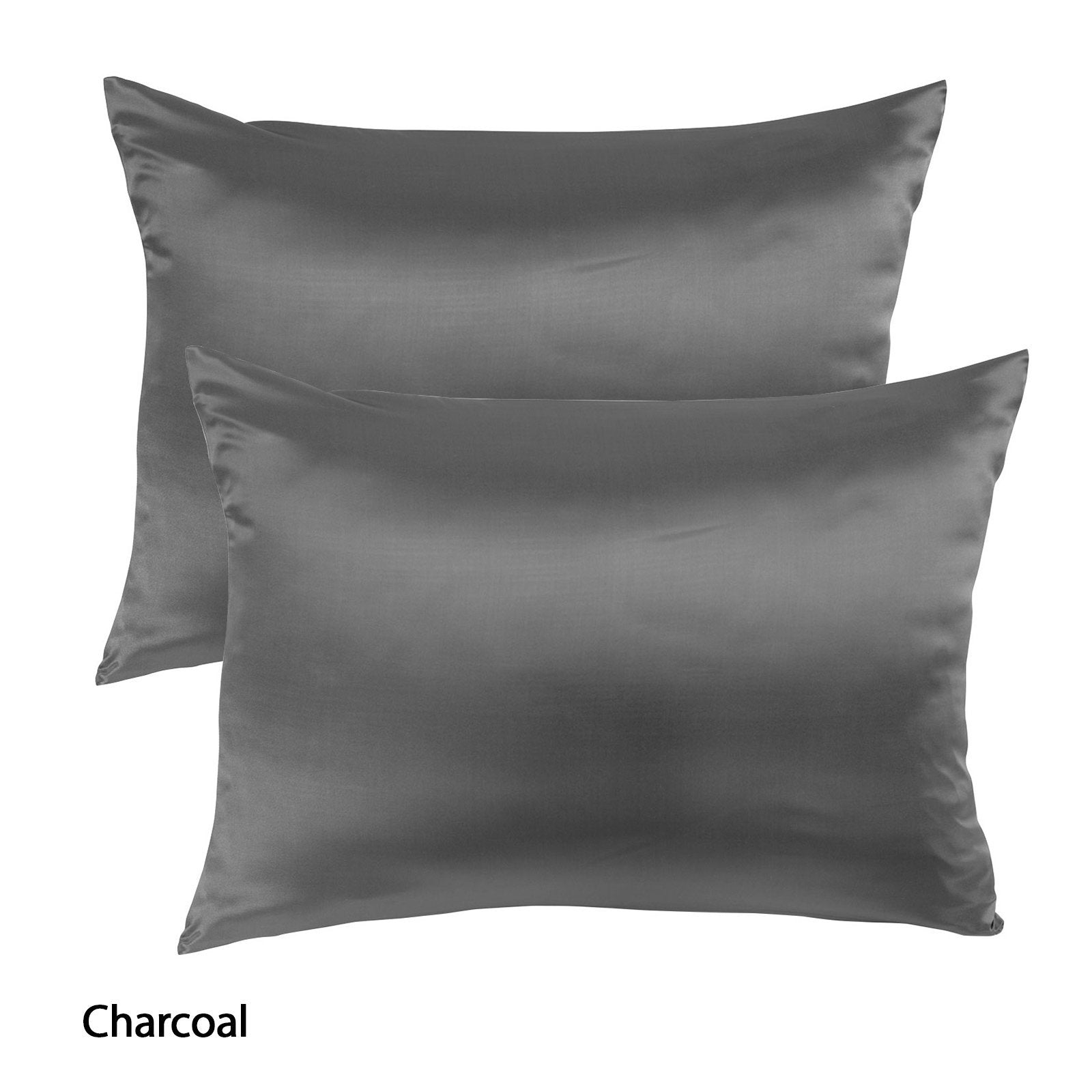 Royal Comfort Mulberry Soft Silk Hypoallergenic Pillowcase Twin Pack 51 x 76cm 51 x 76 cm Charcoal - Bedzy Australia