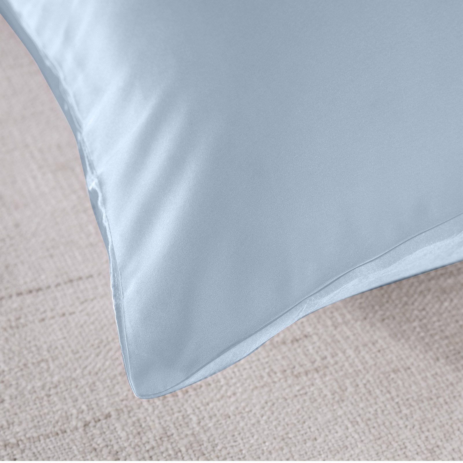Royal Comfort Mulberry Soft Silk Hypoallergenic Pillowcase Twin Pack 51 x 76cm 51 x 76 cm Soft Blue - Bedzy Australia
