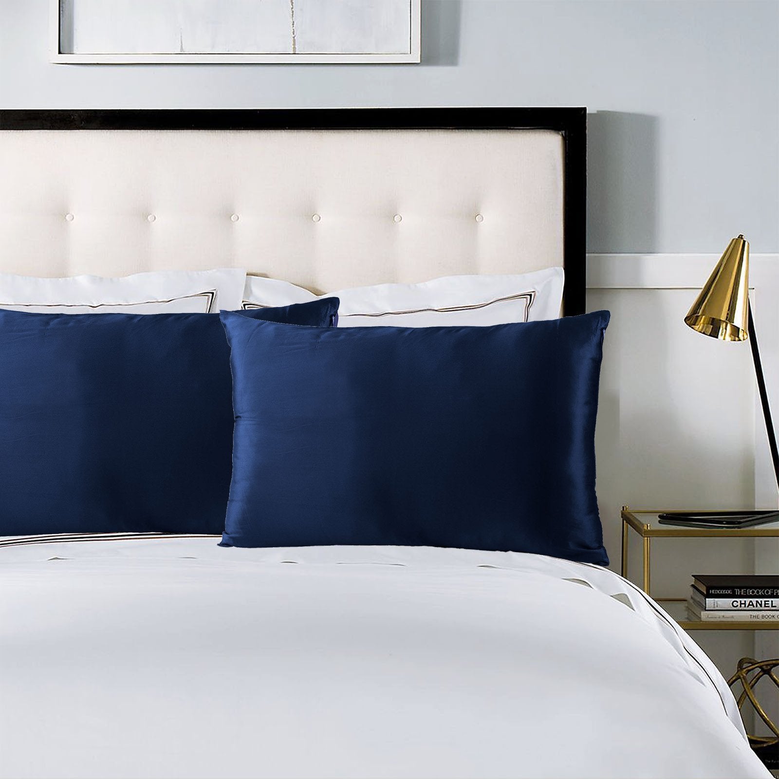 Royal Comfort Pure Silk Pillow Case 100% Mulberry Silk Hypoallergenic Pillowcase 51 x 76 cm Navy - Bedzy Australia