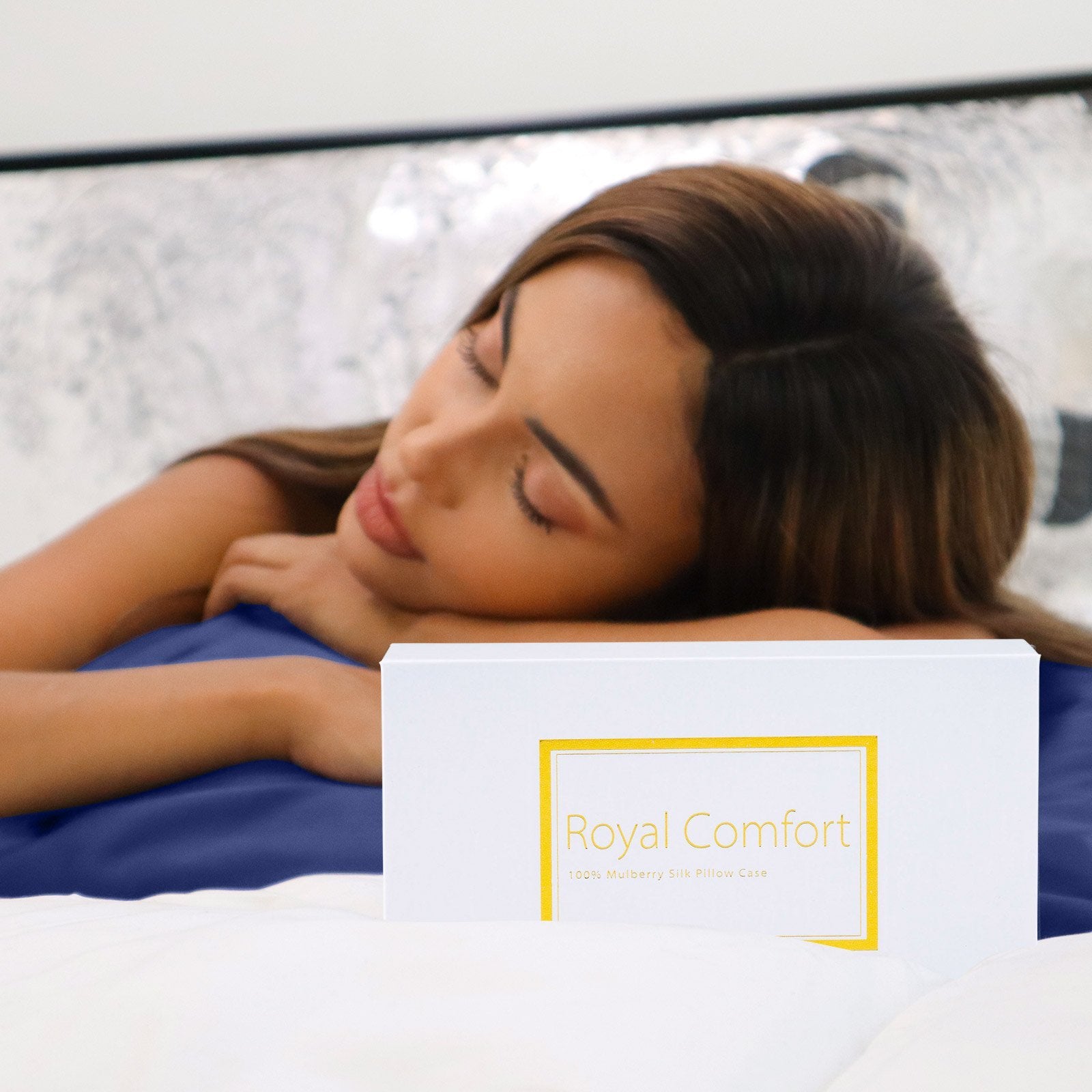 Royal Comfort Pure Silk Pillow Case 100% Mulberry Silk Hypoallergenic Pillowcase 51 x 76 cm Navy - Bedzy Australia