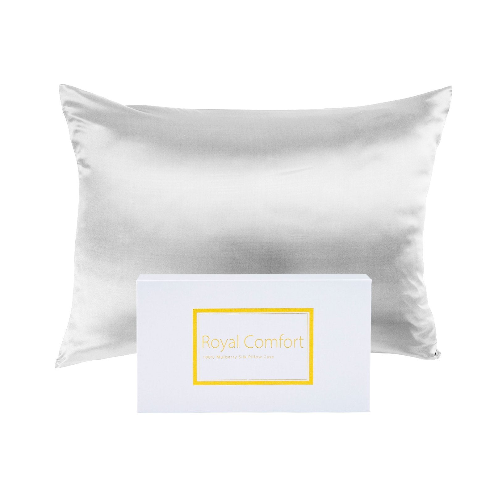 Royal Comfort Pure Silk Pillow Case 100% Mulberry Silk Hypoallergenic Pillowcase 51 x 76 cm Silver - Bedzy Australia