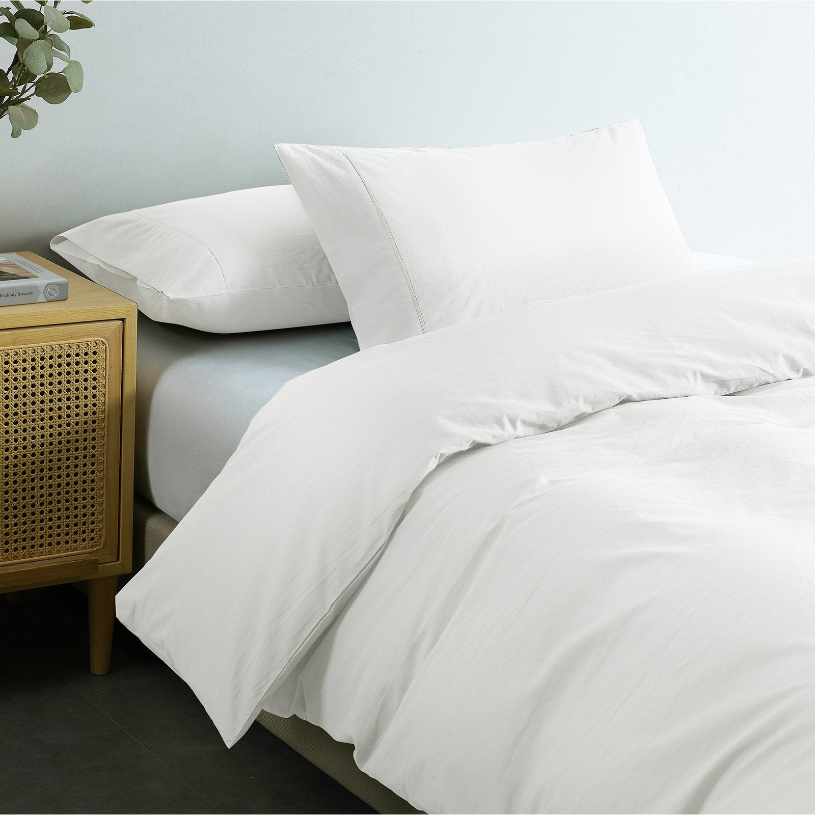 Royal Comfort Vintage Washed 100% Cotton Quilt Cover Set Bedding Ultra Soft Queen White - Bedzy Australia