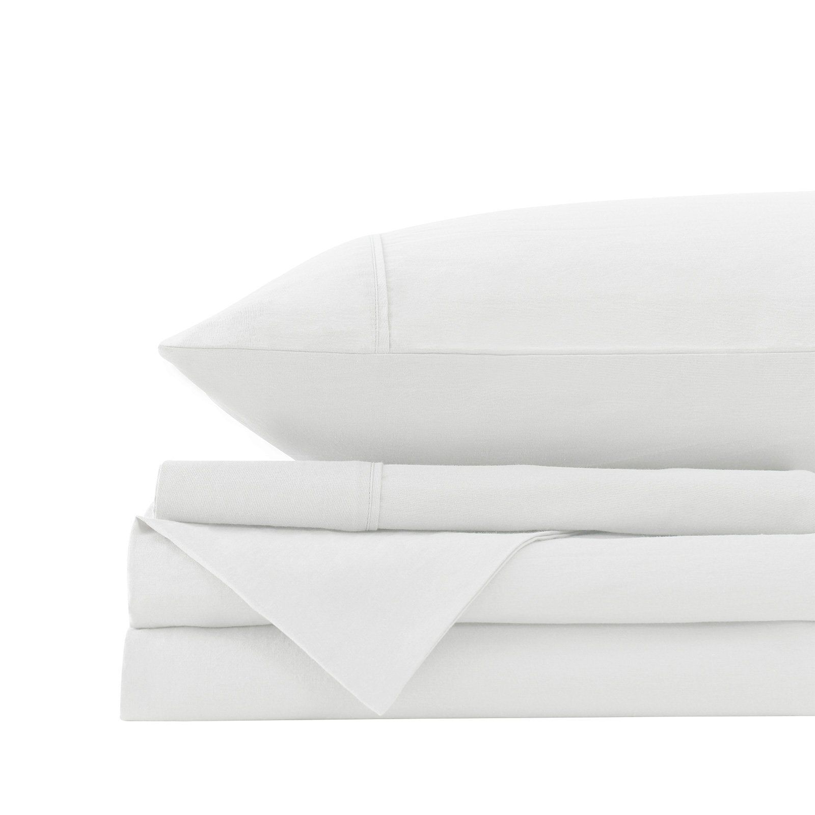 Royal Comfort Vintage Washed 100% Cotton Sheet Set Fitted Flat Sheet Pillowcases Queen White - Bedzy Australia