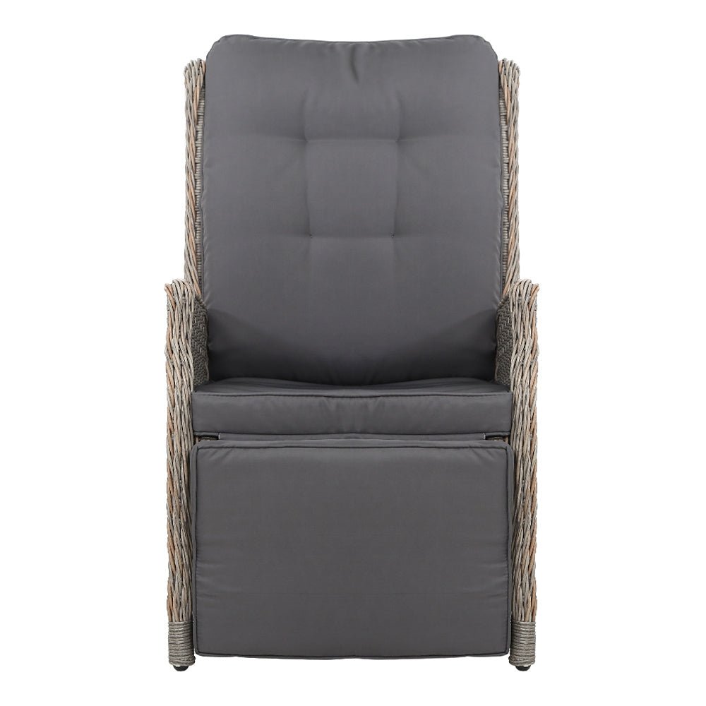 Set of 2 Elara Outdoor Recliner Patio Chairs Grey - Furniture > Outdoor - Bedzy Australia