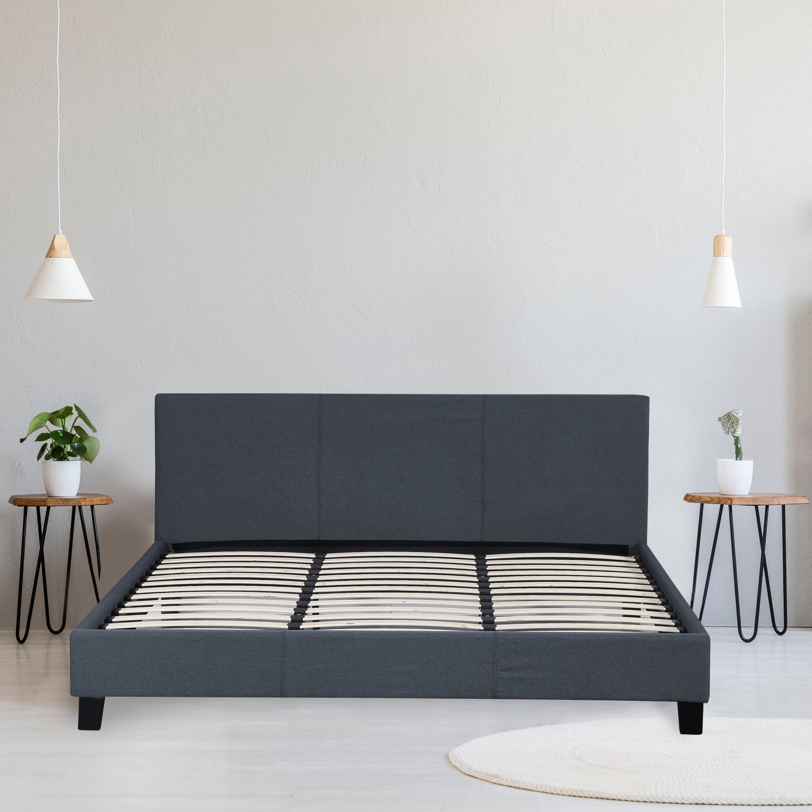 Sienna Luxury Bed with Headboard (Model 2) - Charcoal No.35 - King - Home & Garden - Bedzy Australia