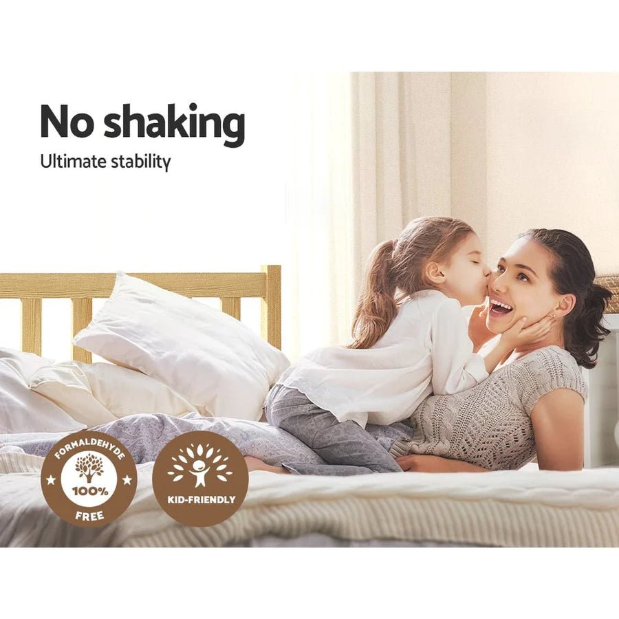 Single Package | Bribie Wooden Single Bed Frame & Bonita Pillow Top Mattress (Medium Firm) - Bedzy Australia