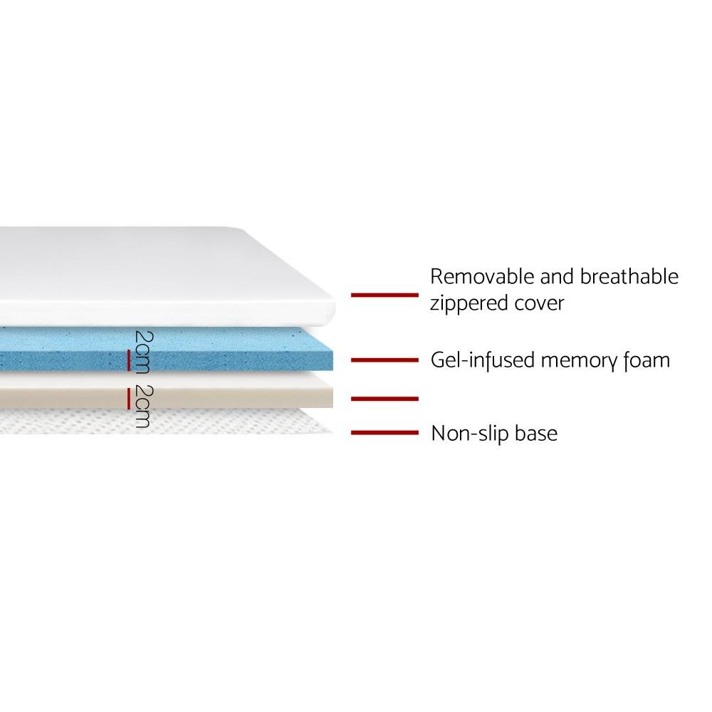 Single Size | Dual Layer Cool Gel Memory Foam Topper - Bedzy Australia