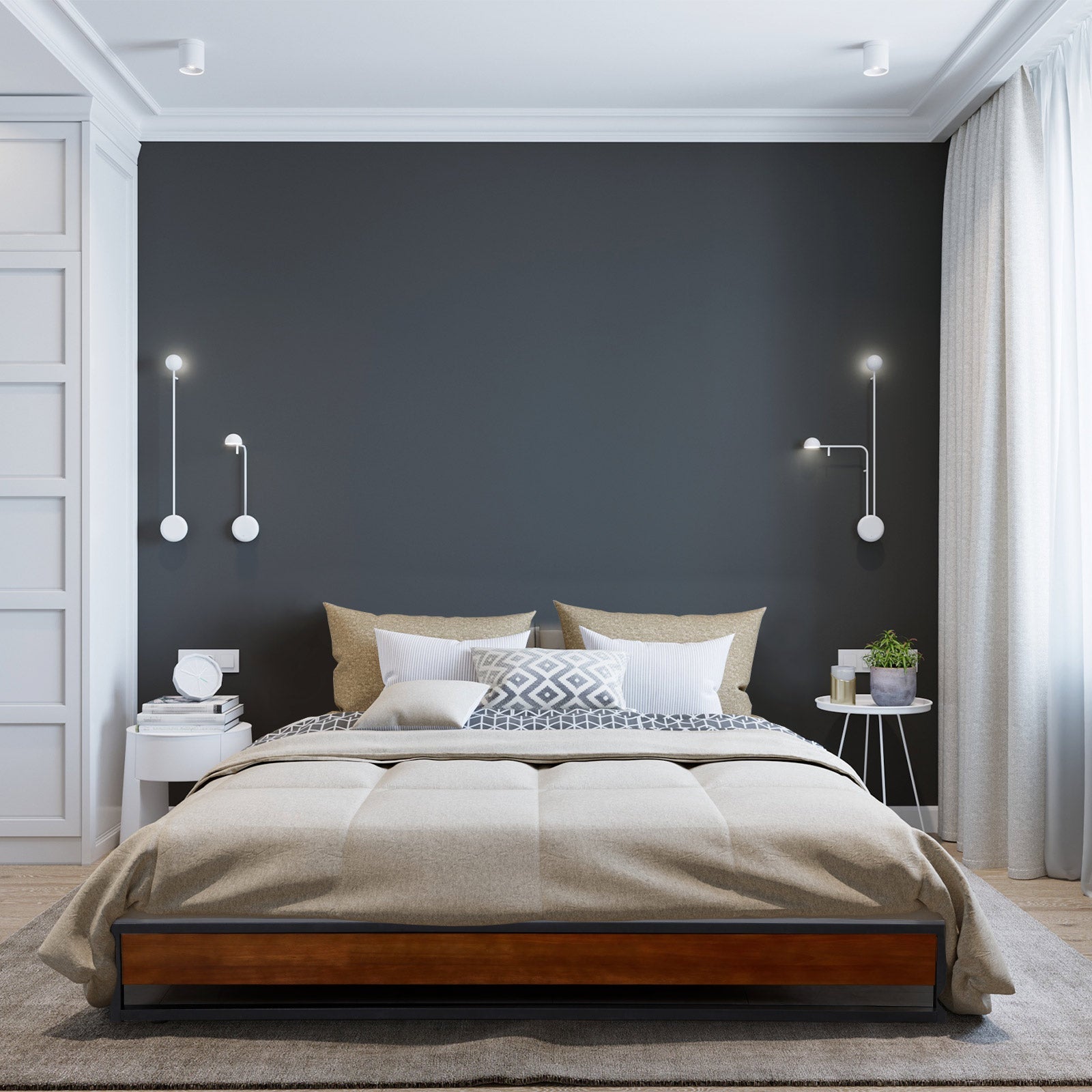 Sorrento Metal and Wood Double Bed Base - Black & Wood - Home & Garden - Bedzy Australia