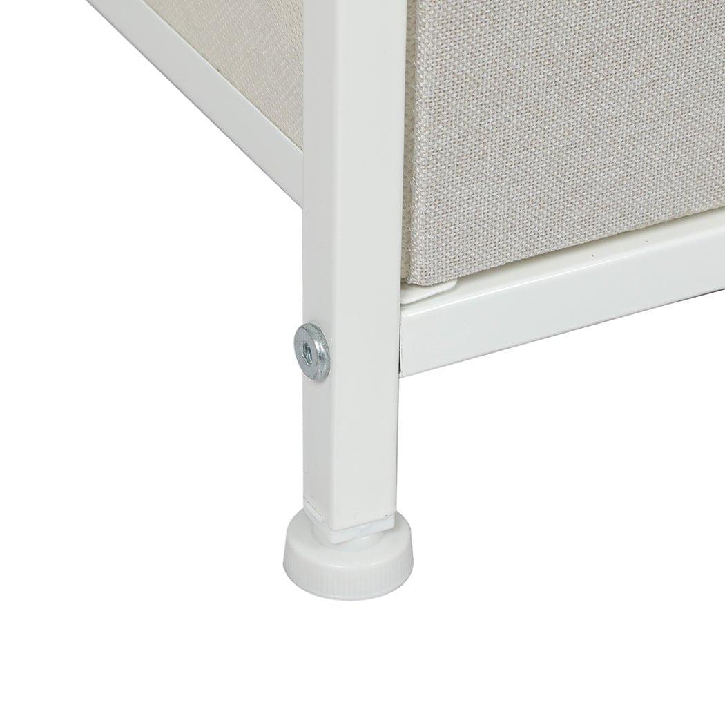 Stylish Bedside Table with 2 Removable Beige Fabric Drawers - Furniture - Bedzy Australia