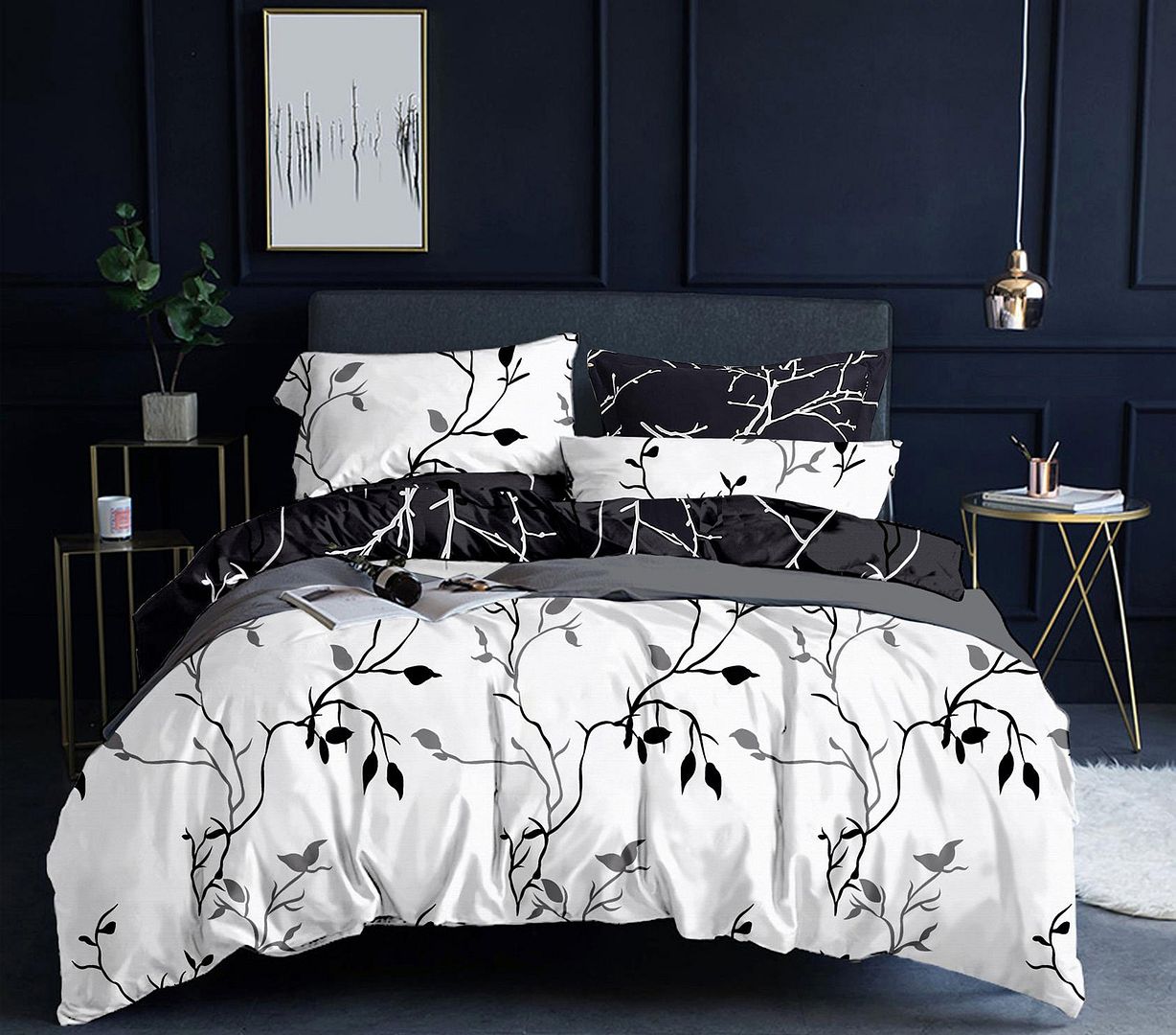 Tree Reversible Queen Size White Duvet Doona Quilt Cover Set - Home & Garden > Bedding - Bedzy Australia