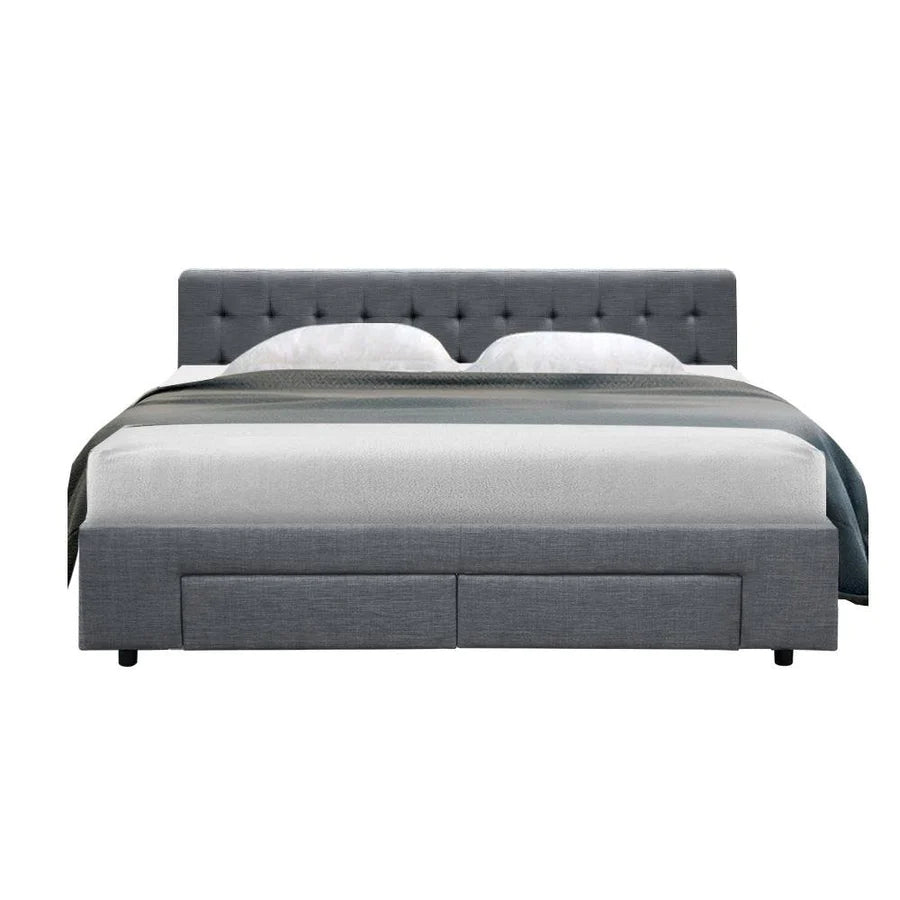 King Premium Package | Trinity Bed Grey, Algarve Euro Top Mattress (Medium Firm) & Deluxe Mattress Topper! - Bedzy Australia (ABN 18 642 972 209) - Cheap affordable bedroom furniture shop near me Australia