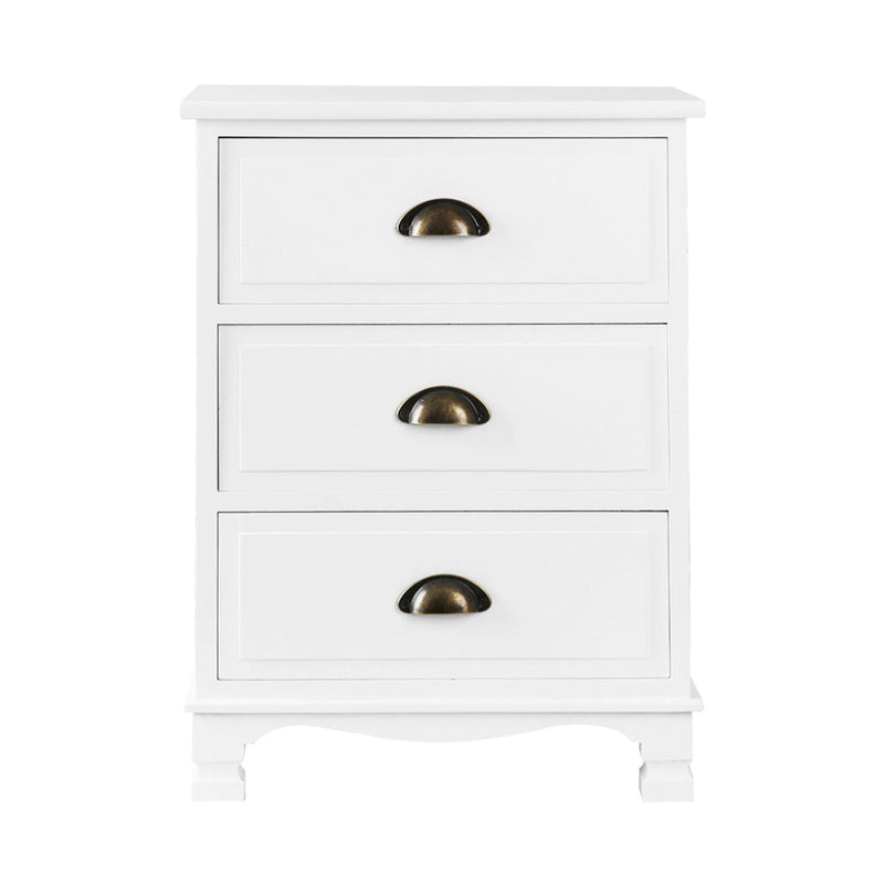 Vintage Bedside Table 3 Drawers White - Bedzy Australia