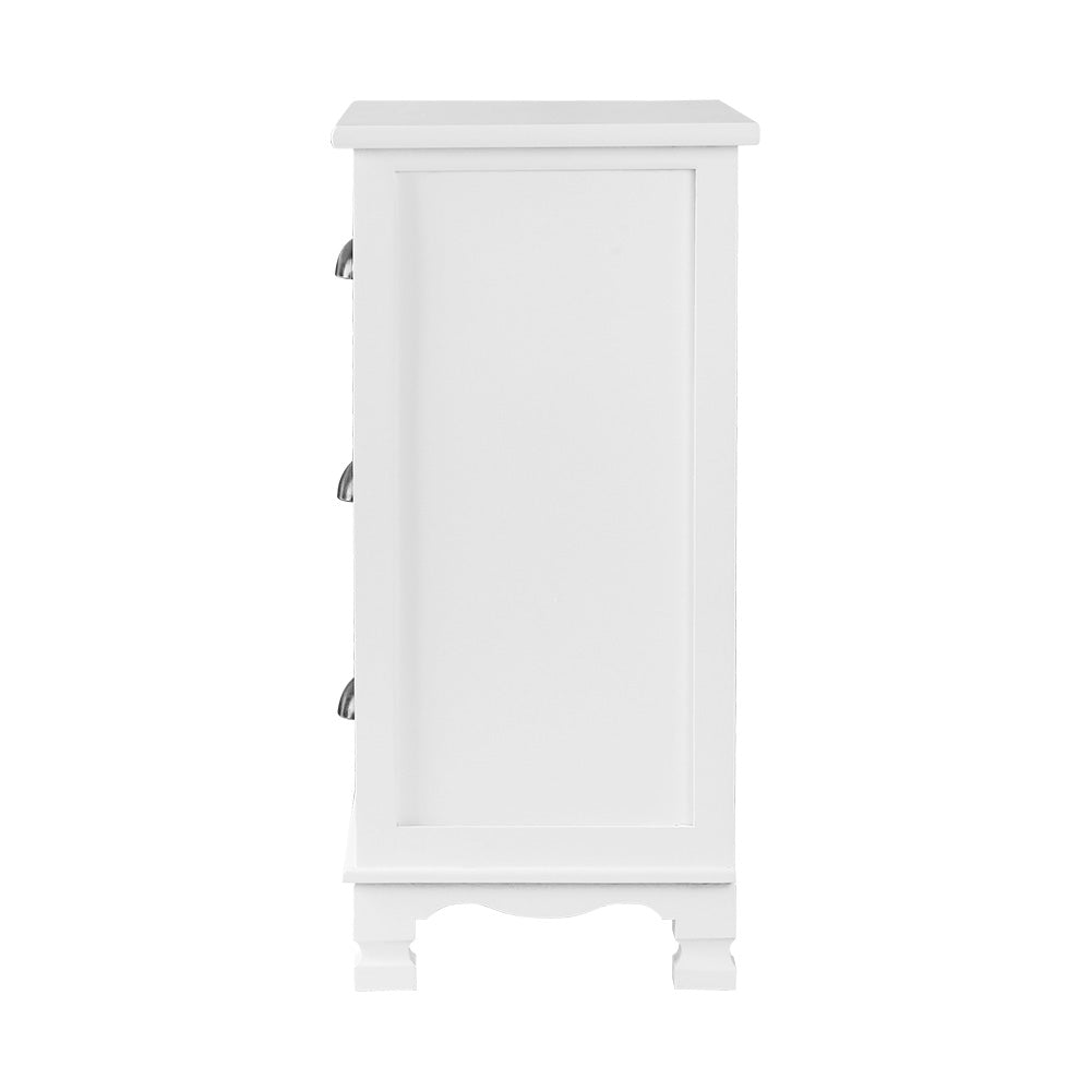 Vintage Bedside Table 3 Drawers White - Bedzy Australia