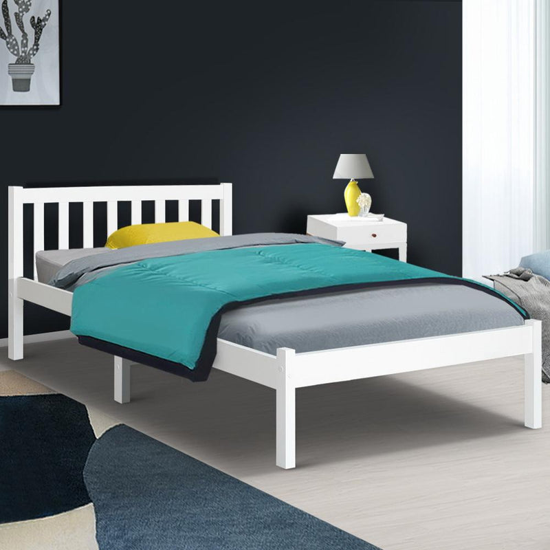 Whitehaven Wooden Single Bed Frame White - Bedzy Australia