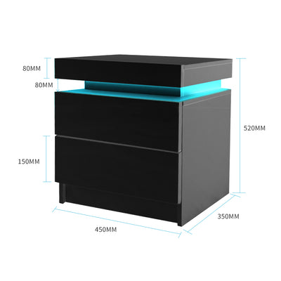 Levede Bedside Tables Side Table 2 Drawers Black-1954802716106690562