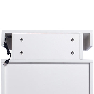 Levede Bedside Tables RGB LED Side Table White-1954802716282851332