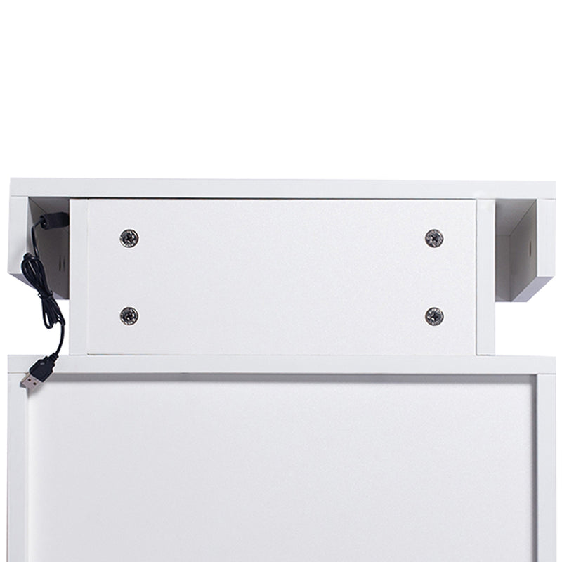 Levede Bedside Tables RGB LED Side Table White-1954802716282851332