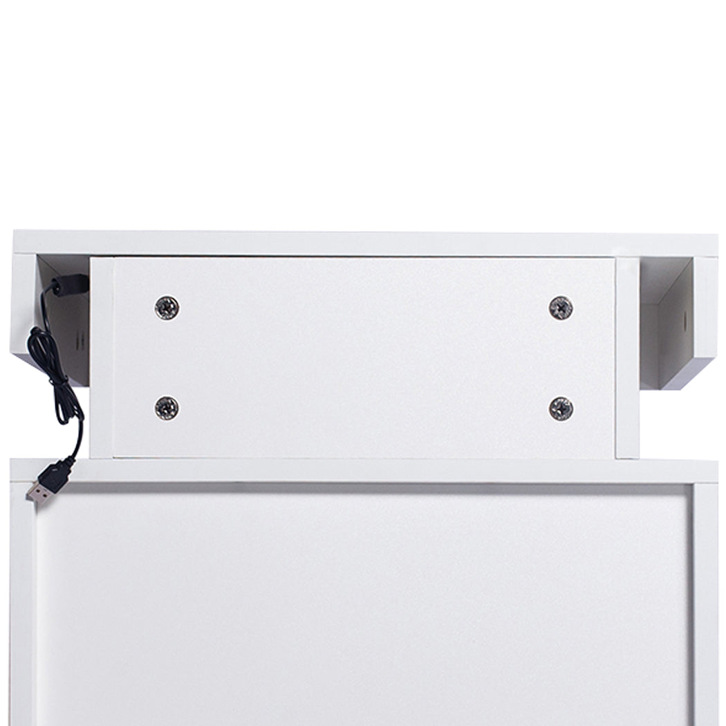 Levede Bedside Tables RGB LED Side Table White-1910113068625563652