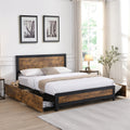 Millhouse Industrial Queen Bed Frame with Storage Drawers – Brown