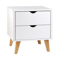 2 Drawer Wooden Bedside Table - White