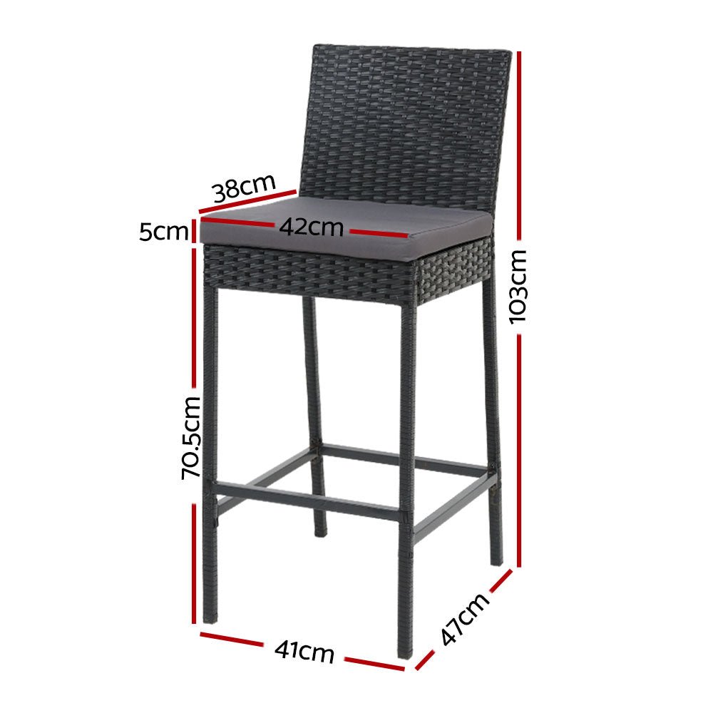 2-Piece Outdoor Bar Stools Dining Chair Bar Stools Rattan Furniture - Furniture > Outdoor - Bedzy Australia
