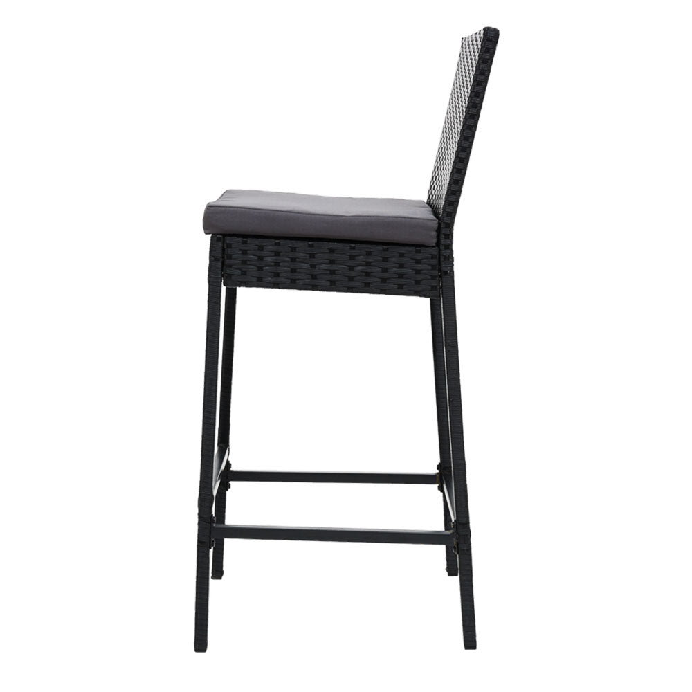 2-Piece Outdoor Bar Stools Dining Chair Bar Stools Rattan Furniture - Furniture > Outdoor - Bedzy Australia