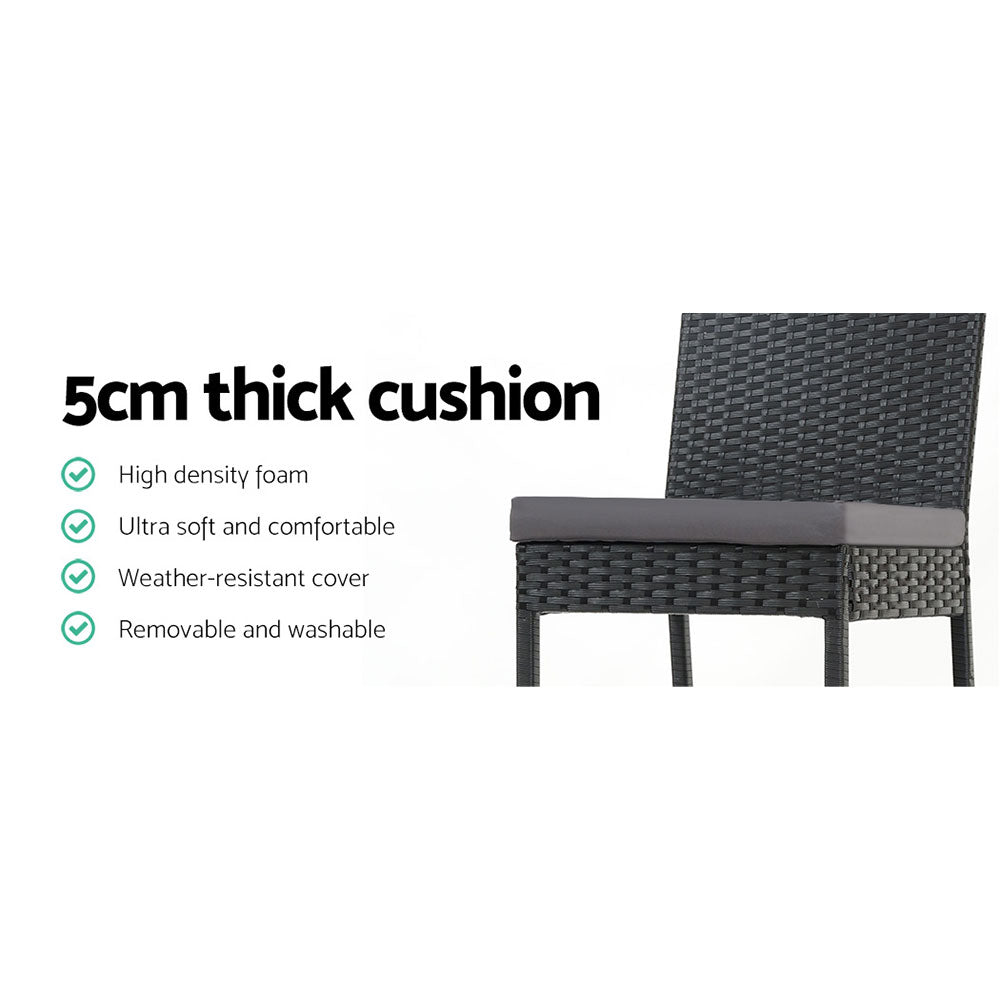 2-Piece Outdoor Bar Stools Dining Chair Bar Stools Rattan Furniture - Furniture > Outdoor - Bedzy Australia