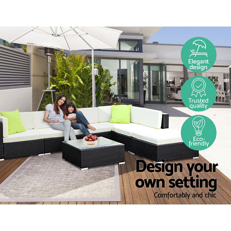 2PC Gardeon Outdoor Furniture Sofa Set Wicker Rattan Garden Lounge Chair Setting - Furniture > Outdoor - Bedzy Australia