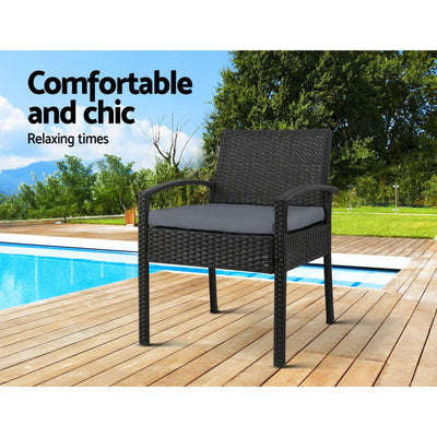2PC Outdoor Dining Chairs Patio Furniture Rattan Lounge Chair Cushion Felix - Furniture > Outdoor - Bedzy Australia