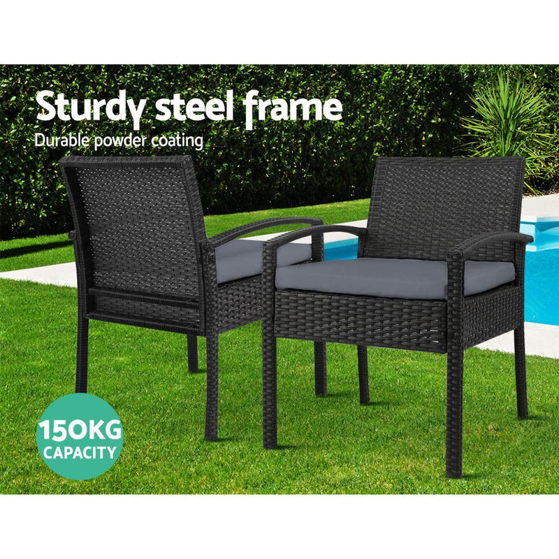 2PC Outdoor Dining Chairs Patio Furniture Rattan Lounge Chair Cushion Felix - Furniture > Outdoor - Bedzy Australia