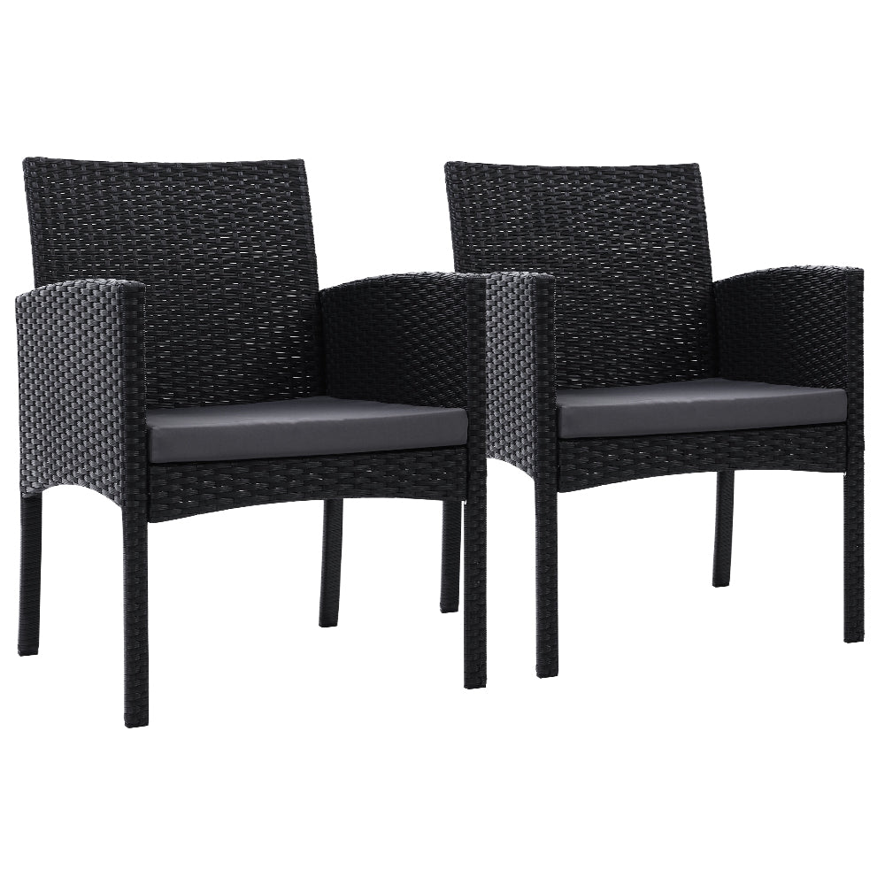 2PC Outdoor Dining Chairs Patio Furniture Rattan Lounge Chair XL Ezra - Furniture > Outdoor - Bedzy Australia