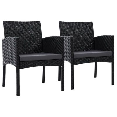 2PC Outdoor Dining Chairs Patio Furniture Rattan Lounge Chair XL Ezra - Furniture > Outdoor - Bedzy Australia