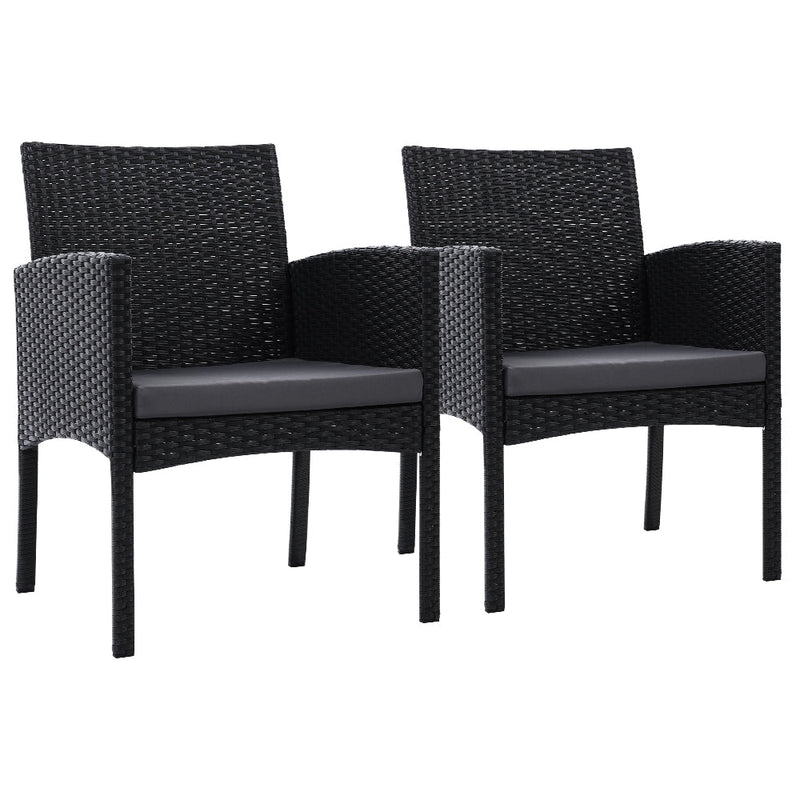 2PC Outdoor Dining Chairs Patio Furniture Rattan Lounge Chair XL Ezra - Furniture > Outdoor - Bedzy Australia