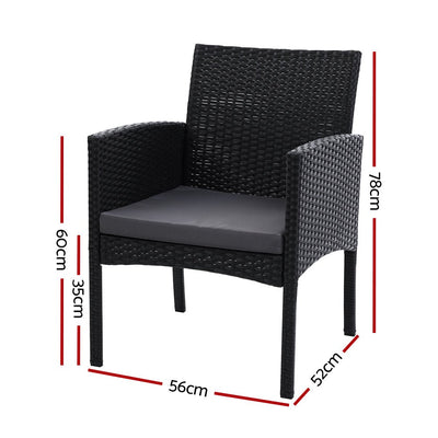 2PC Outdoor Dining Chairs Patio Furniture Rattan Lounge Chair XL Ezra - Furniture > Outdoor - Bedzy Australia
