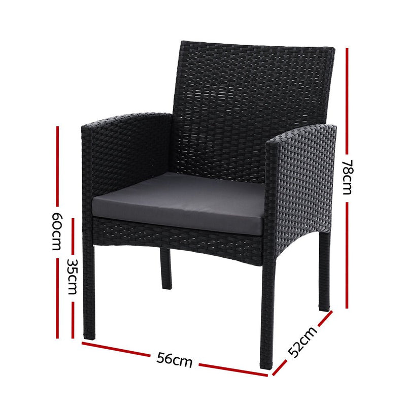 2PC Outdoor Dining Chairs Patio Furniture Rattan Lounge Chair XL Ezra - Furniture > Outdoor - Bedzy Australia