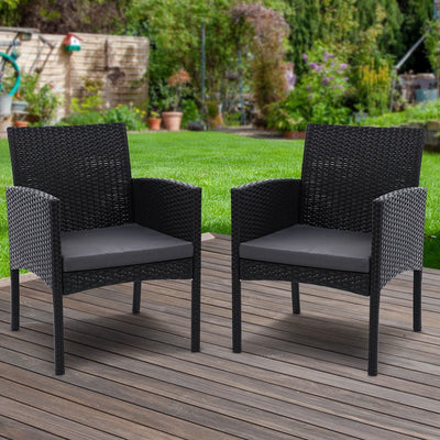 2PC Outdoor Dining Chairs Patio Furniture Rattan Lounge Chair XL Ezra - Furniture > Outdoor - Bedzy Australia