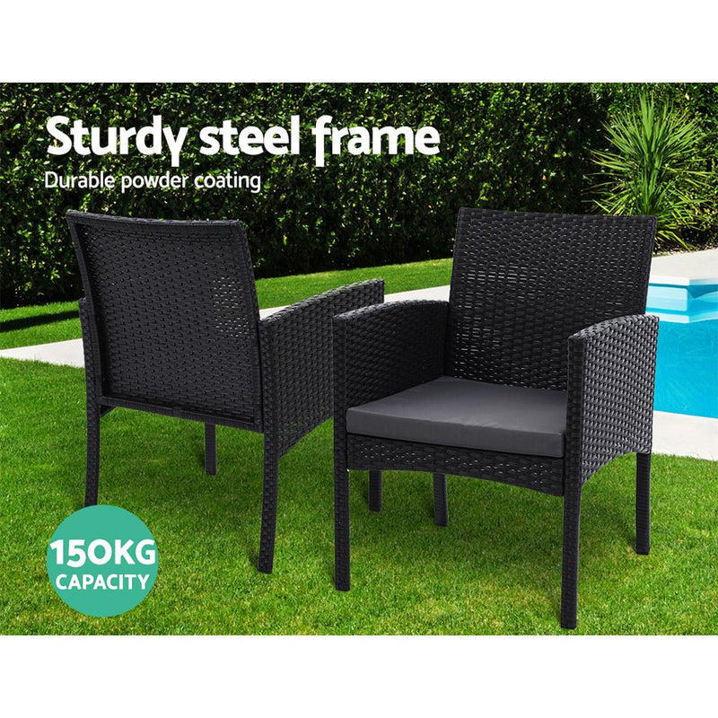 2PC Outdoor Dining Chairs Patio Furniture Rattan Lounge Chair XL Ezra - Furniture > Outdoor - Bedzy Australia