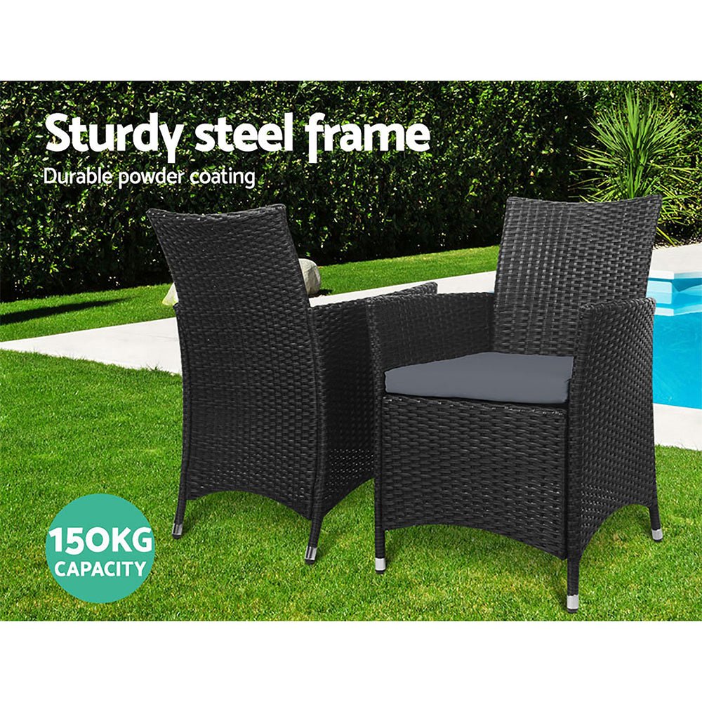 2PC Outdoor Dining Chairs Patio Furniture Wicker Garden Cushion Idris - Furniture > Outdoor - Bedzy Australia