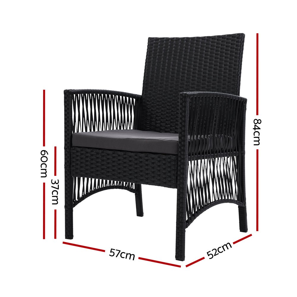 2PC Outdoor Dining Chairs Patio Furniture Wicker Lounge Chair Garden - Furniture > Outdoor - Bedzy Australia